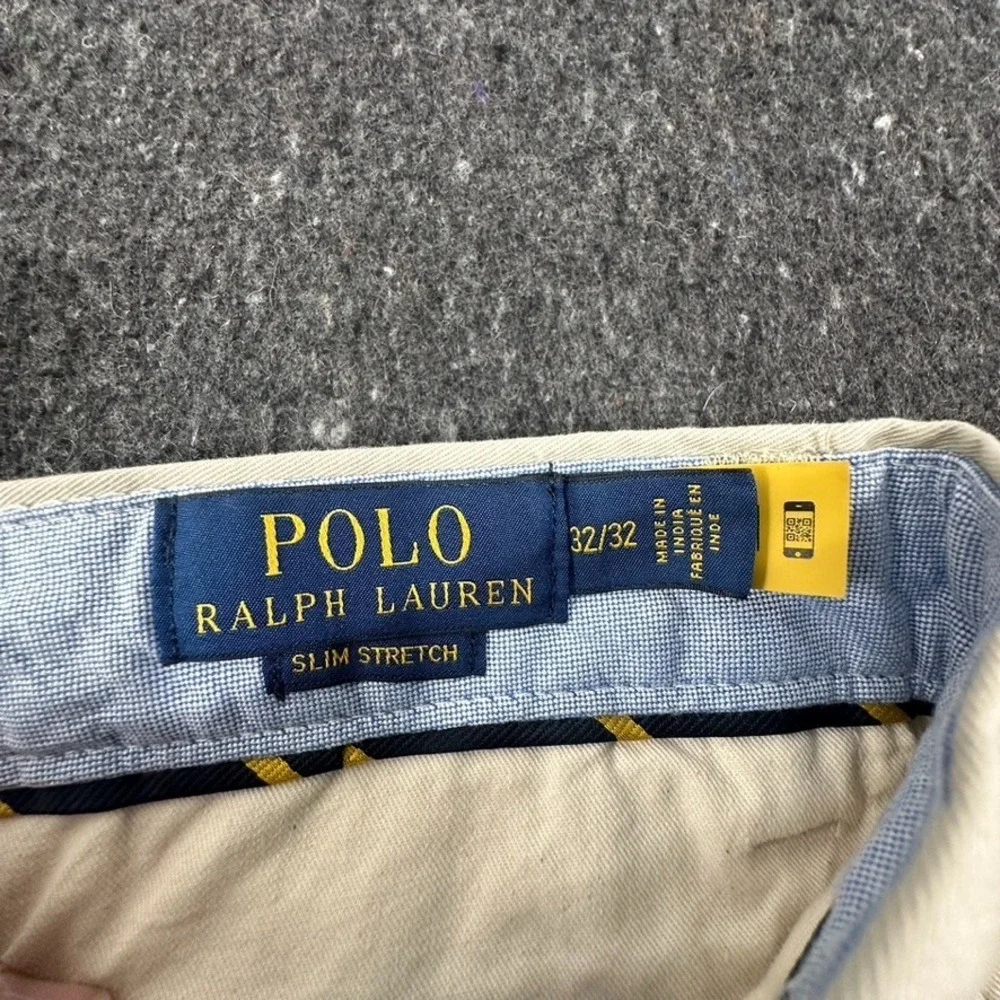 Polo Ralph Lauren Pants Mens Size 32x32 Beige Slim Stretch Fit Bedford Preppy